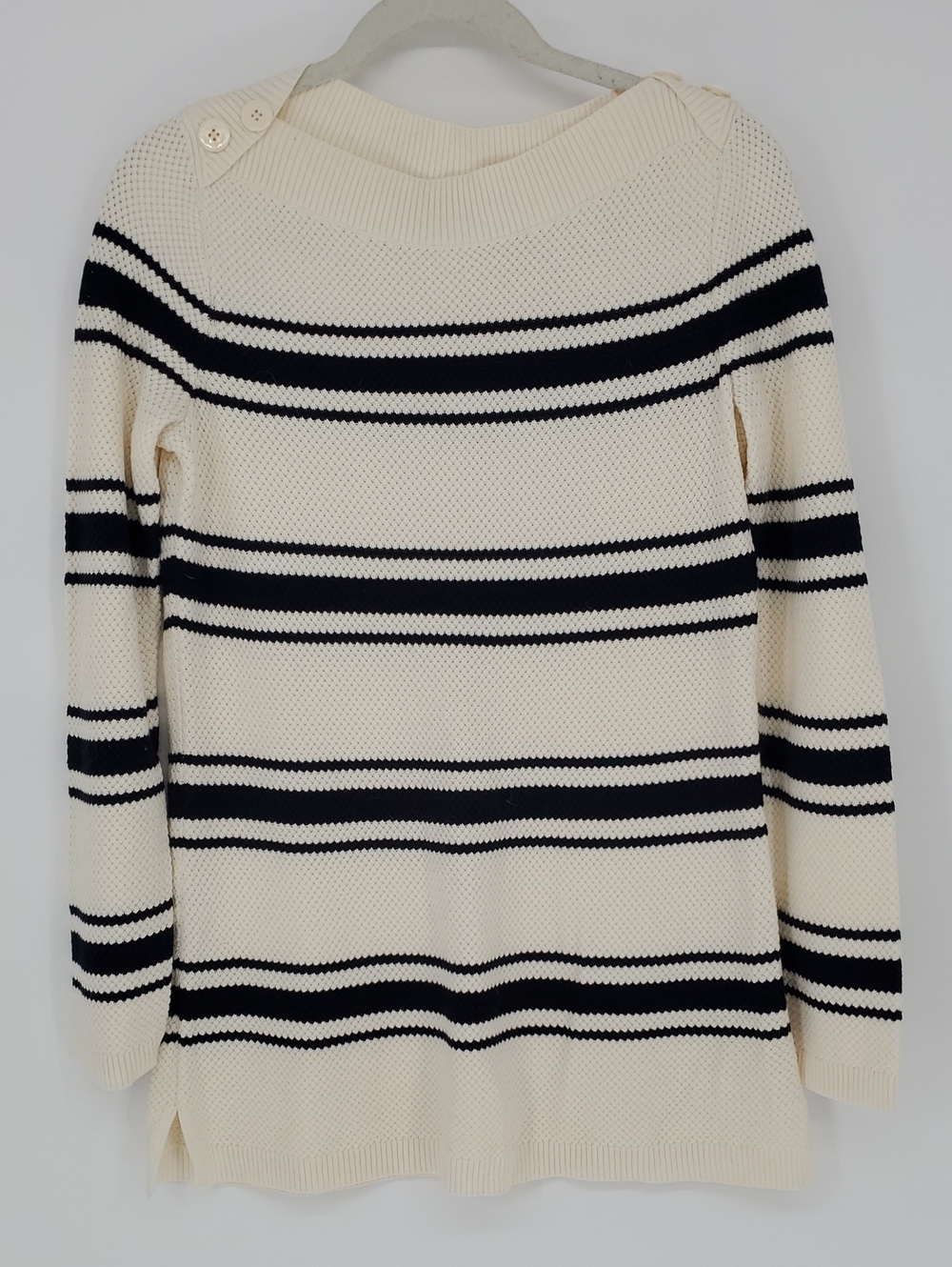 Talbots Striped Button-Shoulder Sweater New With Tags